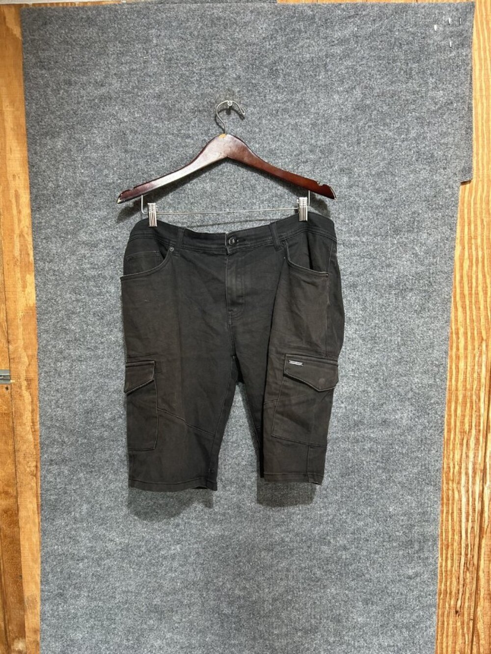 Scott James Cargo Shorts Mens 36 Black Slim Fit Stretch Denim Pockets Casual